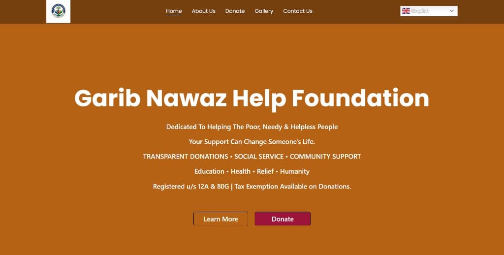 Garib Nawaz Help Foundation website screenshot